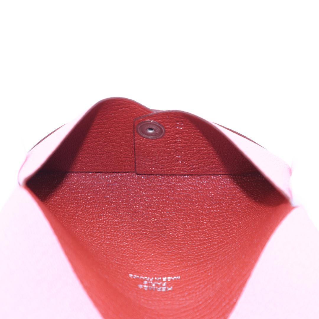 美品 Hermes エルメス カルヴィ ヴェルソ カードケース ピンク レッド