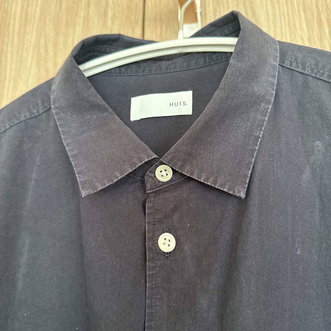 HUIS ハウス　タイプライタークロスビックシャツ　ネイビー　フリー　遠州織物