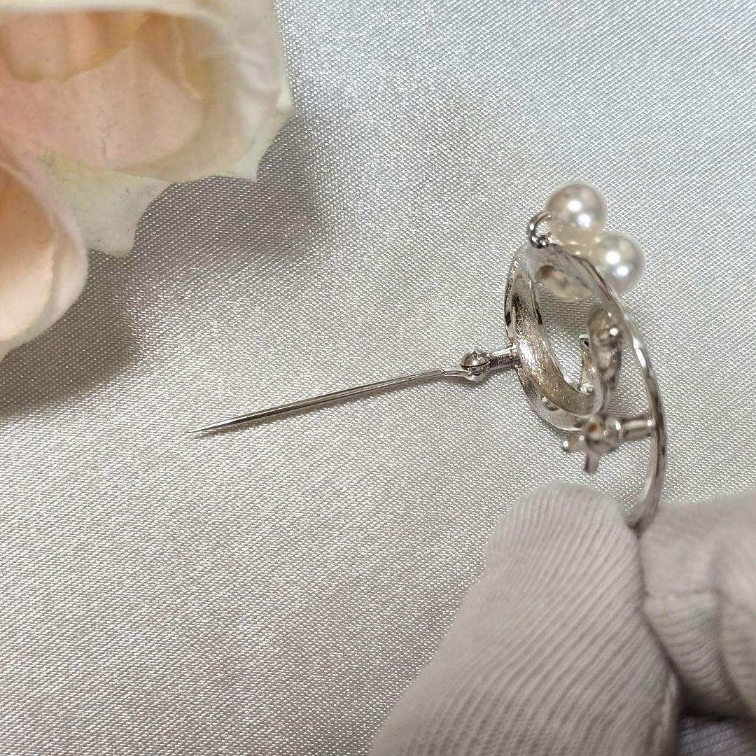 美品✨TASAKI タサキ 3珠パールブローチ シルバー 　S刻印