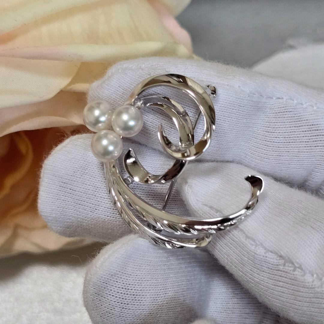 美品✨TASAKI タサキ 3珠パールブローチ シルバー 　S刻印