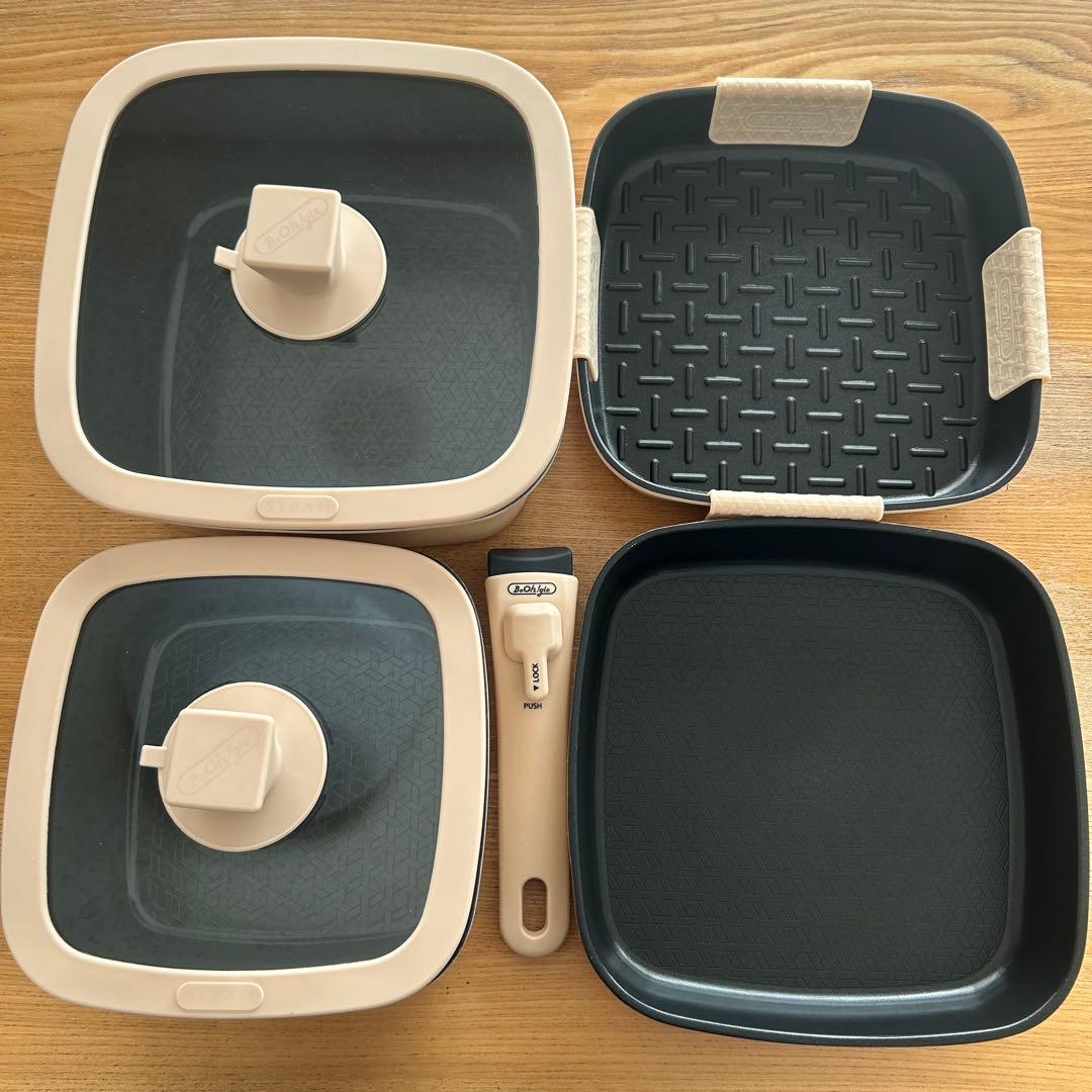 ボオグル　BoOh!gle 鍋 フライパン　13点セット(ラテベージュ)