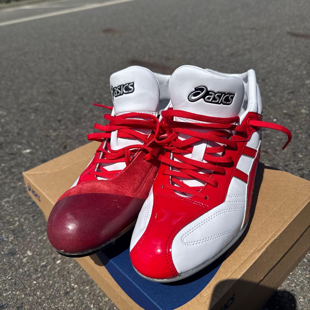 asics 野球 赤白 スパイク 28.0