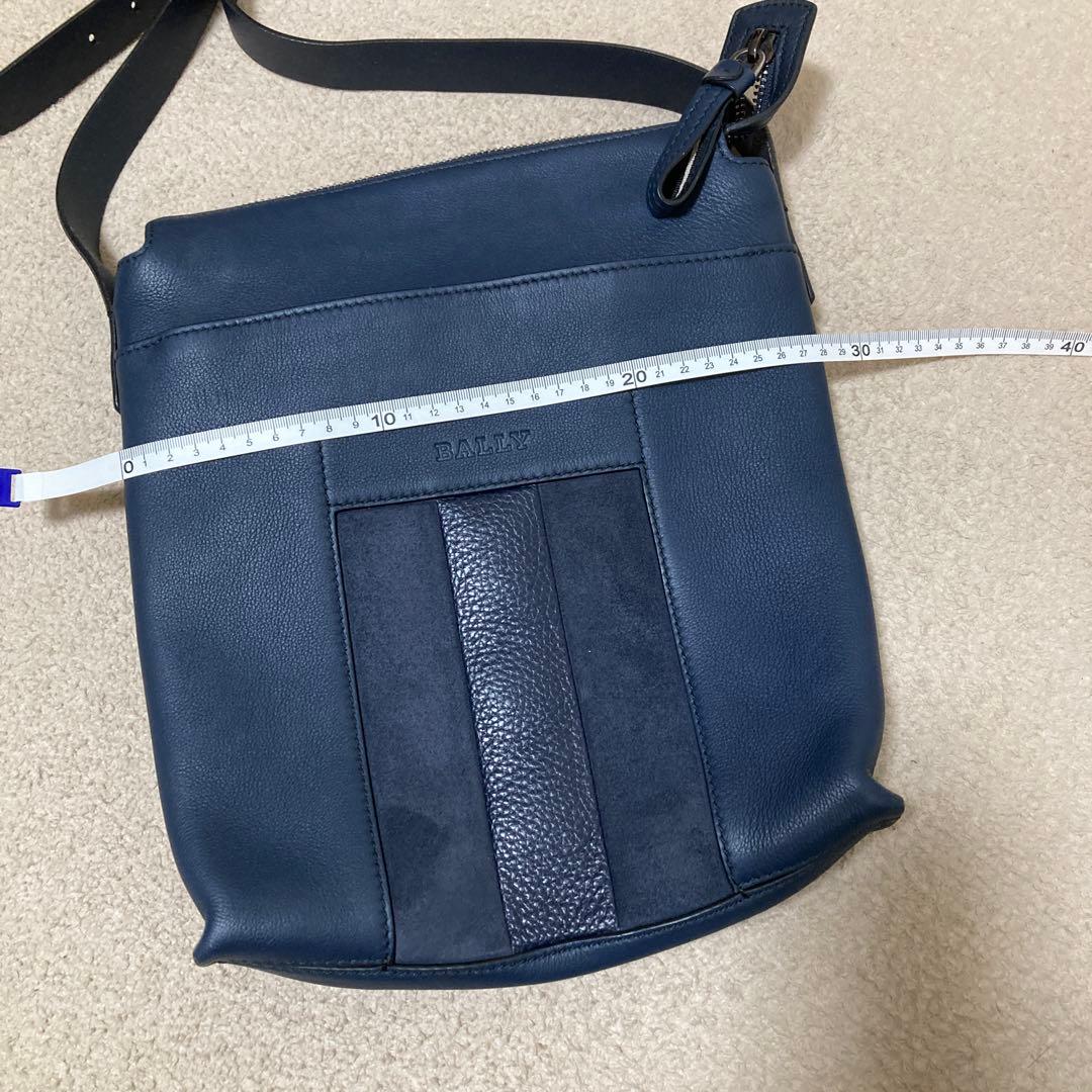 BALLY ネイビー レザー ショルダーバッグ