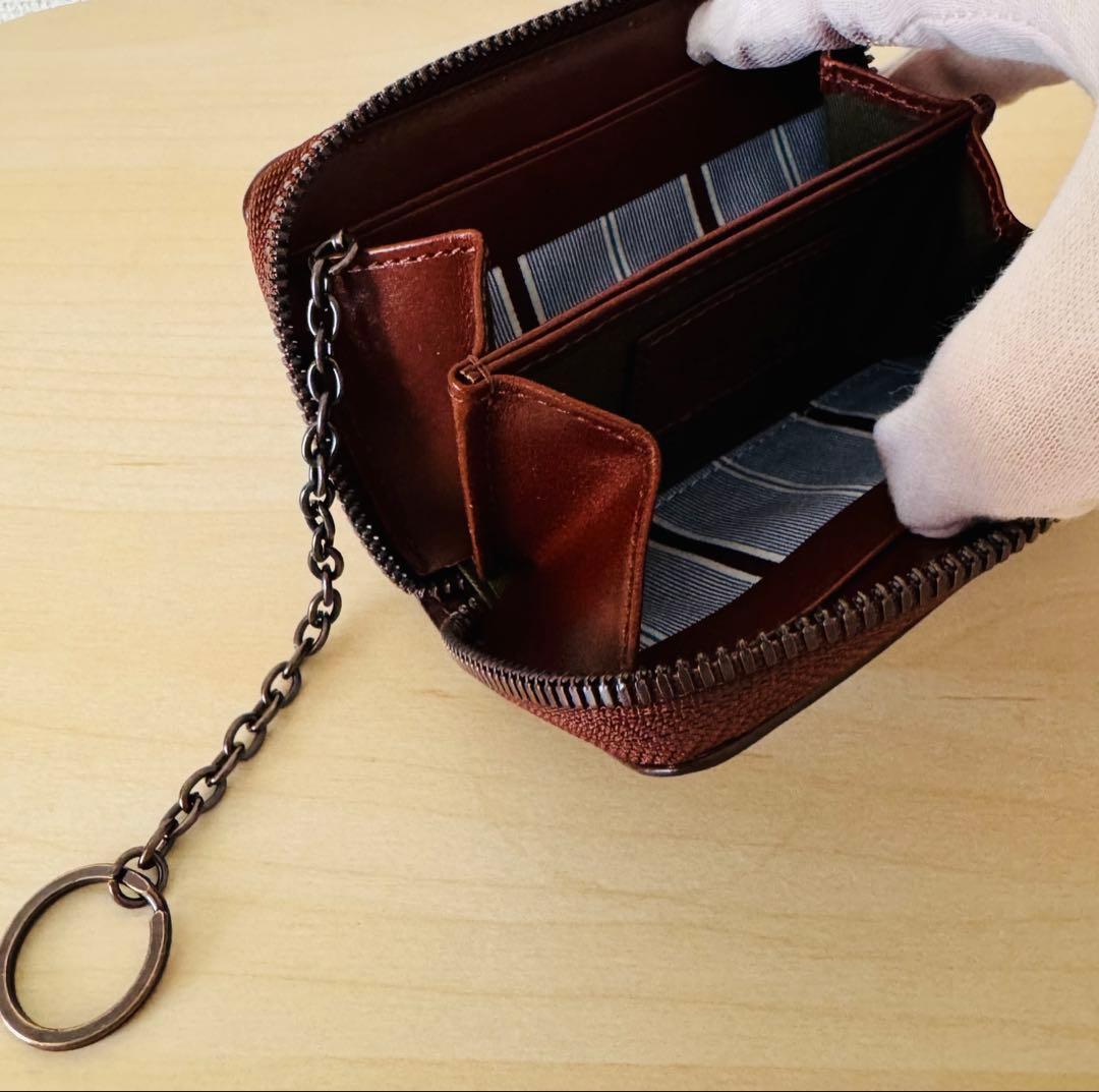 新品☆ヴィヴィアンウエストウッド☆キーリング付き ラウンドファスナー小銭入れ☆茶