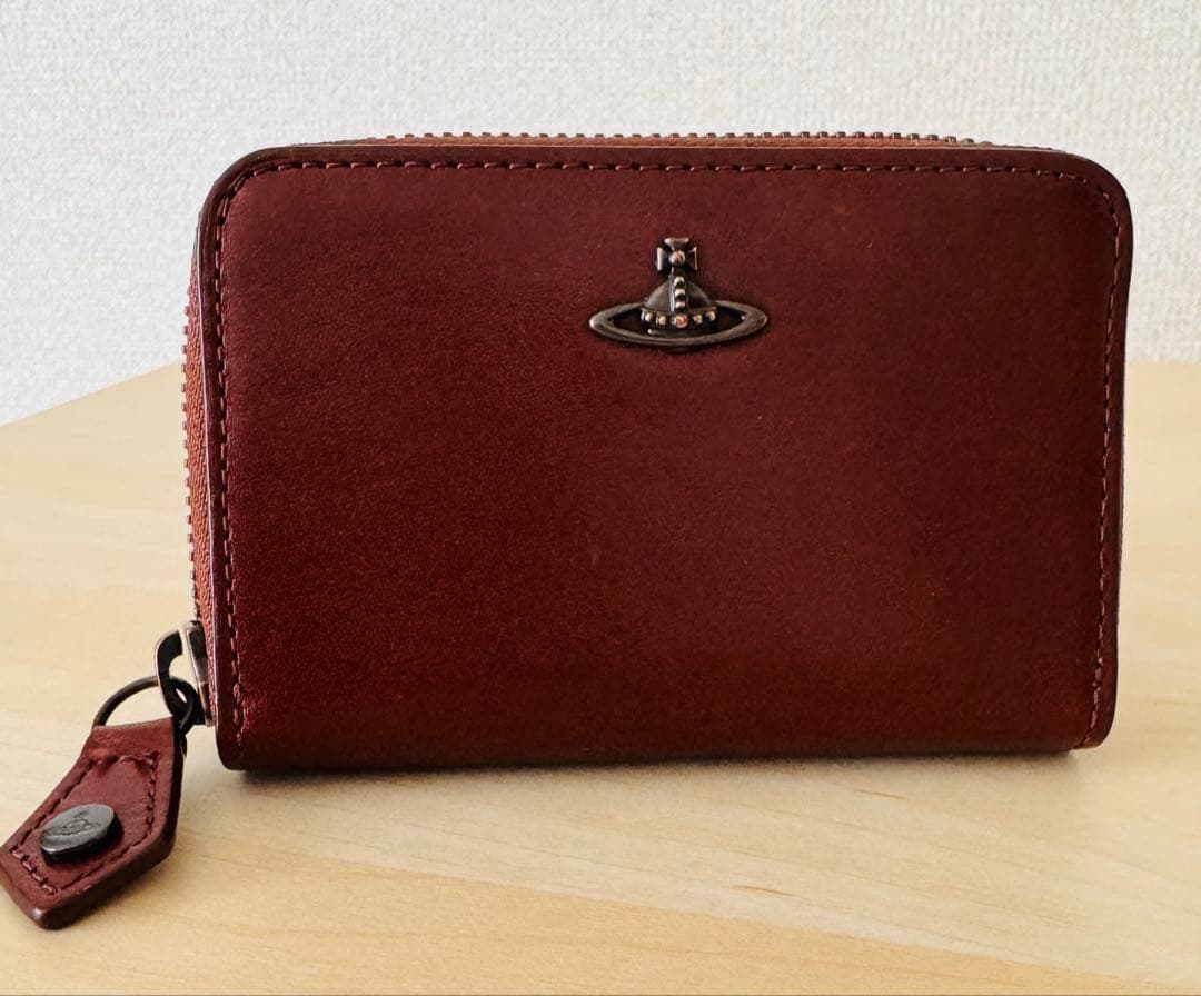 新品☆ヴィヴィアンウエストウッド☆キーリング付き ラウンドファスナー小銭入れ☆茶