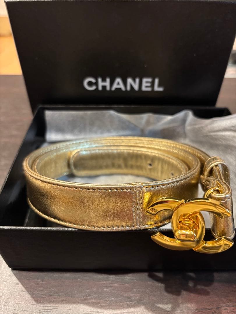 CHANEL レア　ゴールド レザー ベルト♡美品
