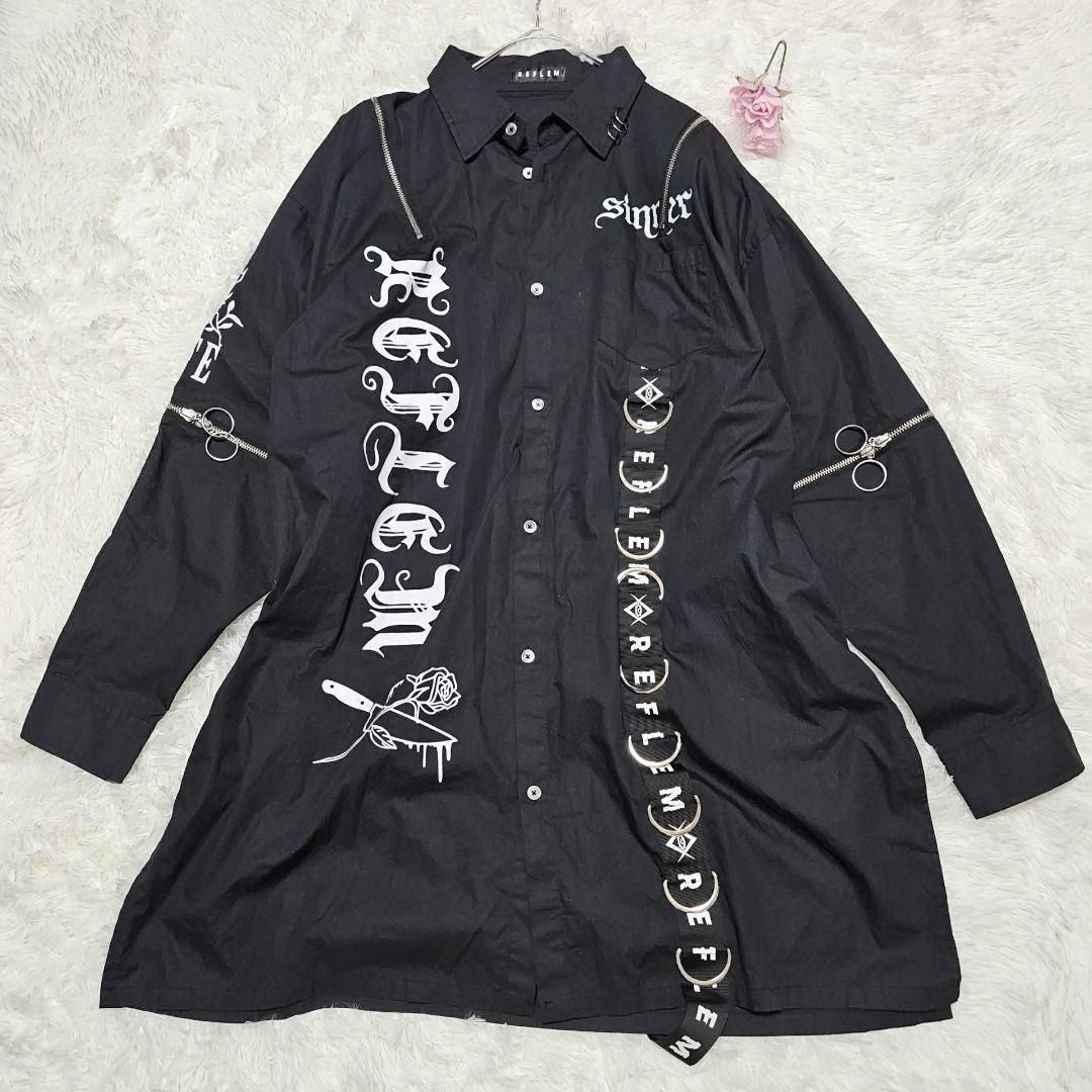 美品♥ レフレム 【F】Dリングデザインロングシャツ ブラック レディース