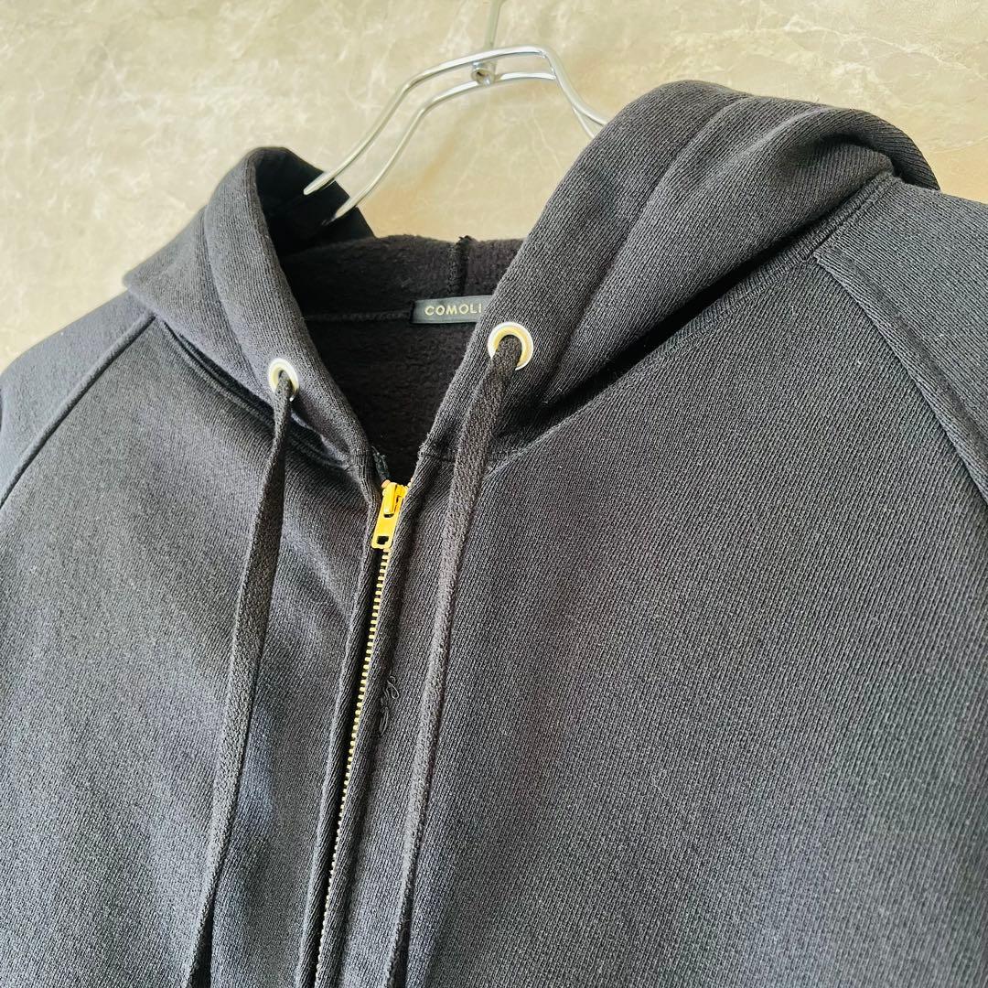 25AW COMOLI コモリ コットン裏毛ジップパーカー ブラック 4