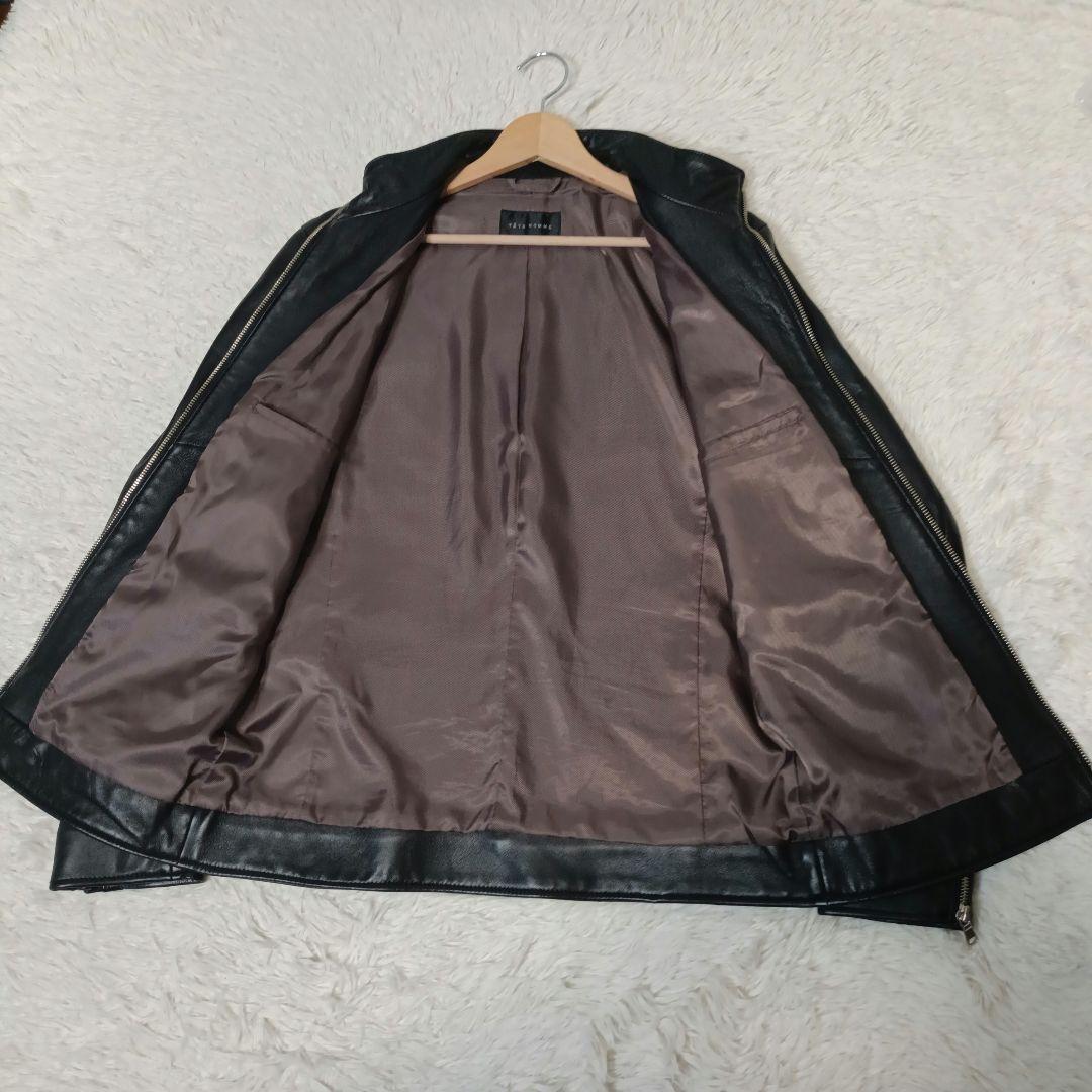 美品・希少■TETE HOMME ラムレザー ライダースジャケット シングル
