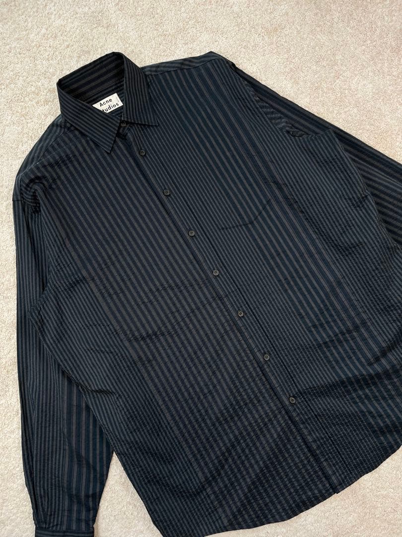 Acne Studios マルチストライプシャツ チャコールグレー 44