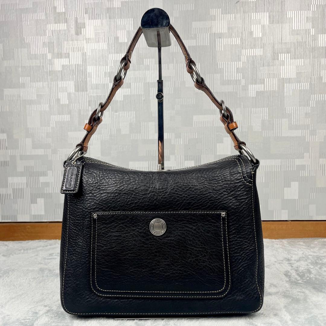 Coach ターンロック ワンショルダーバッグ ブラック 黒 レザー