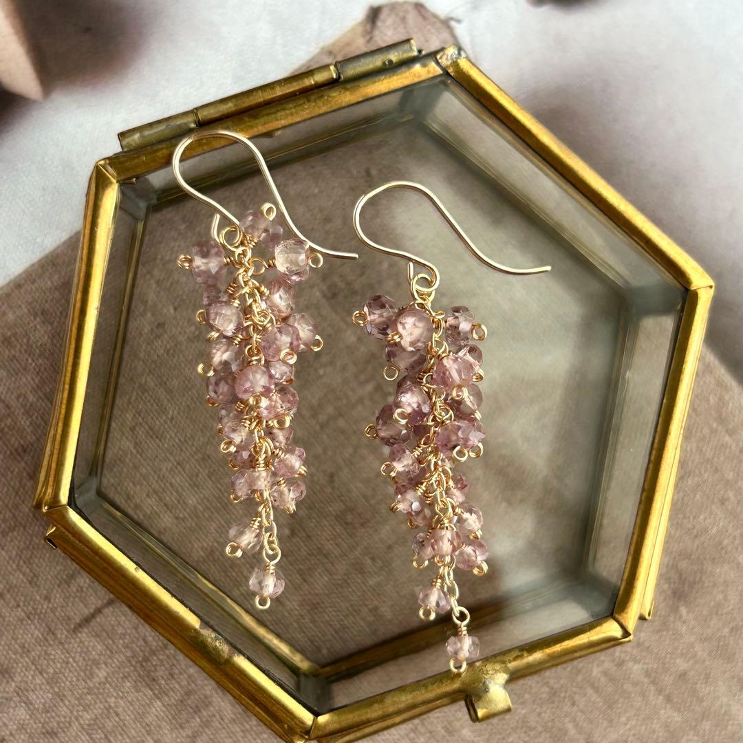 マラヤガーネット　14kgf　天然石ピアス/イヤリング　ドラゴンガーネット