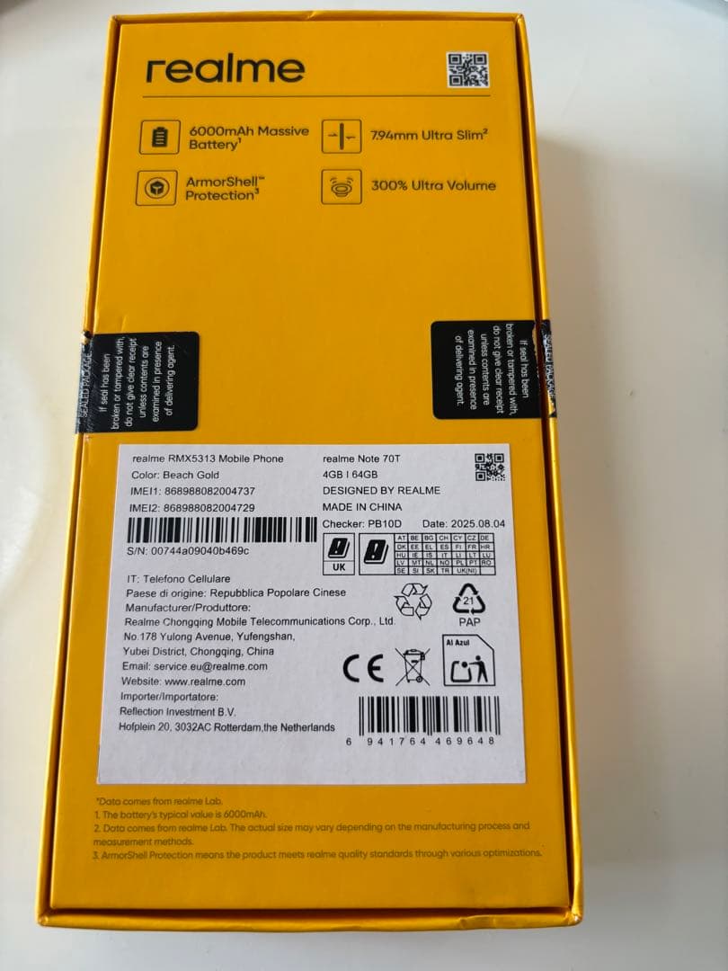 realme Note 70T 4GB/64GB ゴールド