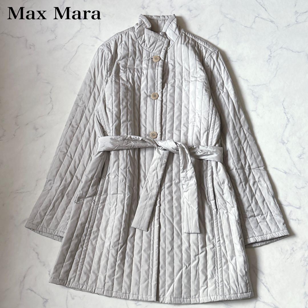 大きいサイズ最高級白タグ【Max Mara】ハイネックベルテット中綿コート　XL