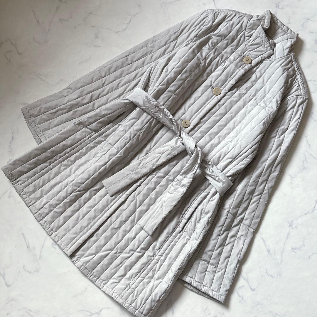 大きいサイズ最高級白タグ【Max Mara】ハイネックベルテット中綿コート　XL