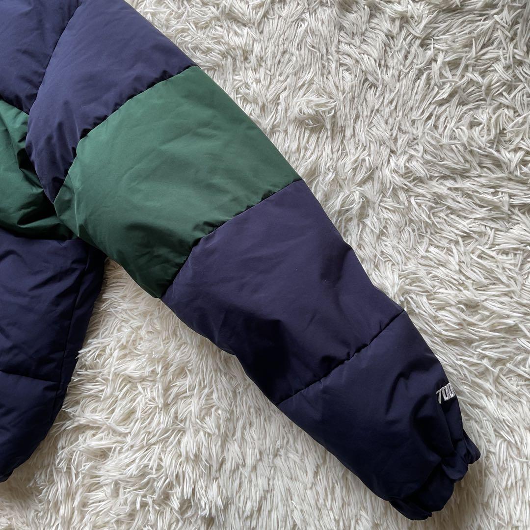 美品✨FTC 700FP ダウンジャケット　ボーダー柄　リバーシブル　L 紺×緑