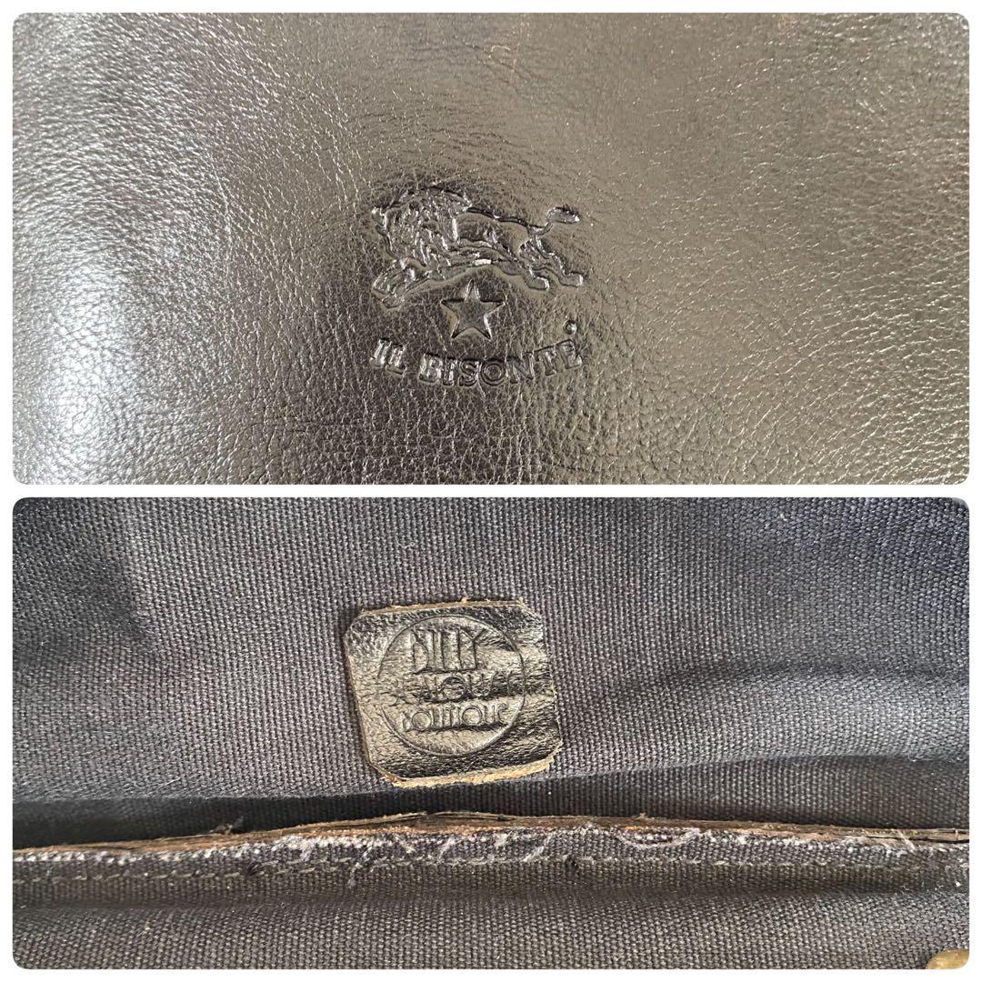 イルビゾンテ　ボディバッグ　2way ロゴ刻印　本革　レザー　ブラック　黒