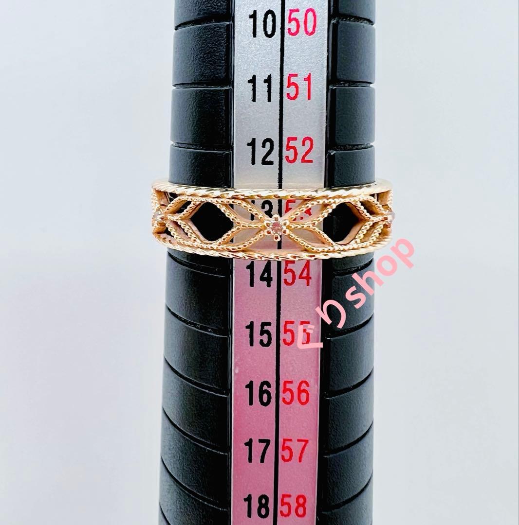 agete k10 YG ダイヤモンド 透かし リング　　13号