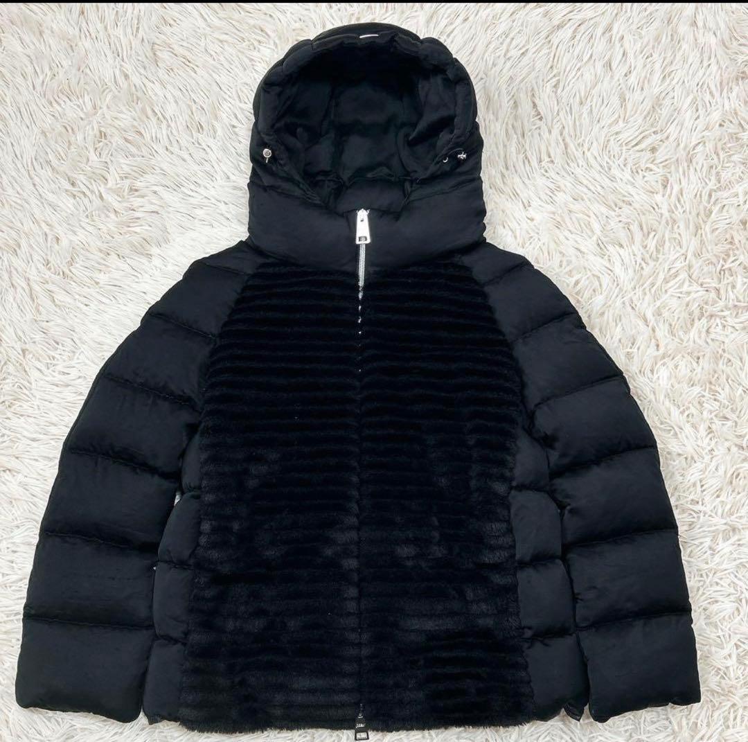 ヘルノ リゾート エコファーコンビダウンジャケット 40サイズ　ブラック