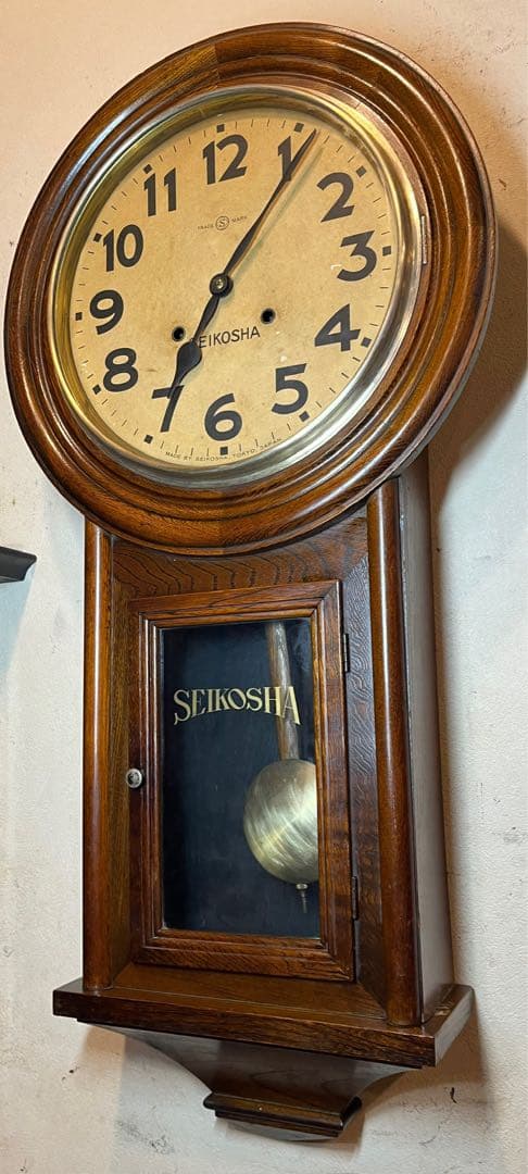 精工舎　大型頭丸　柱時計　古時計　振り子　ゼンマイ　レトロ　アンティーク