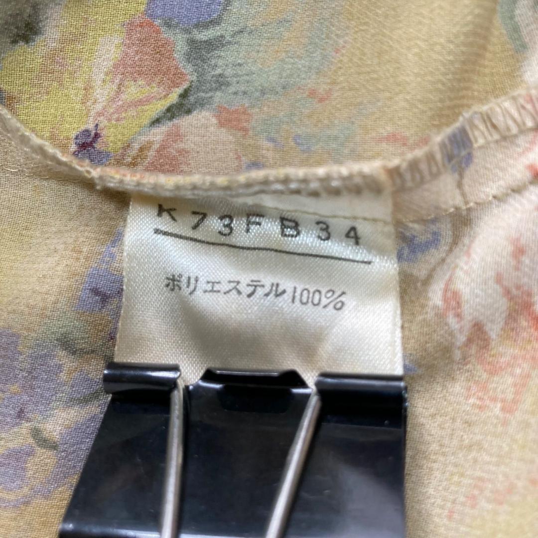 15797✨美品✨カネコイサオ コサージュ付 ピコフリル 花柄 ブラウス