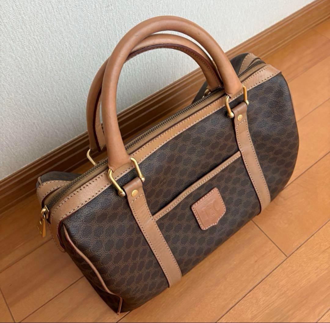 CELINE マカダム柄 ミニボストン ハンドバッグ