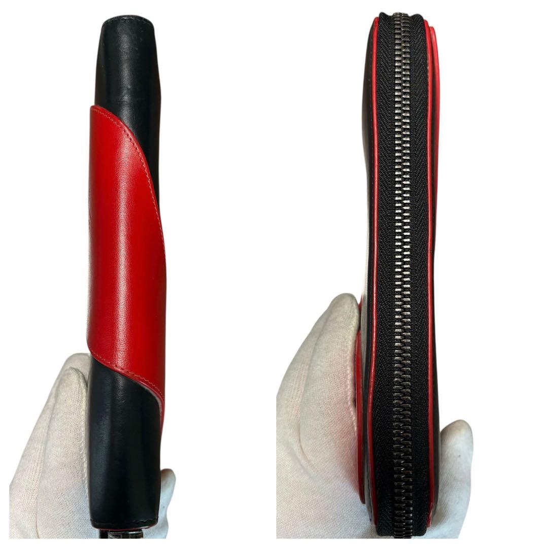 希少　美品 クリスチャンルブタン パネトーネ 長財布 デカロゴ レザー 赤 黒