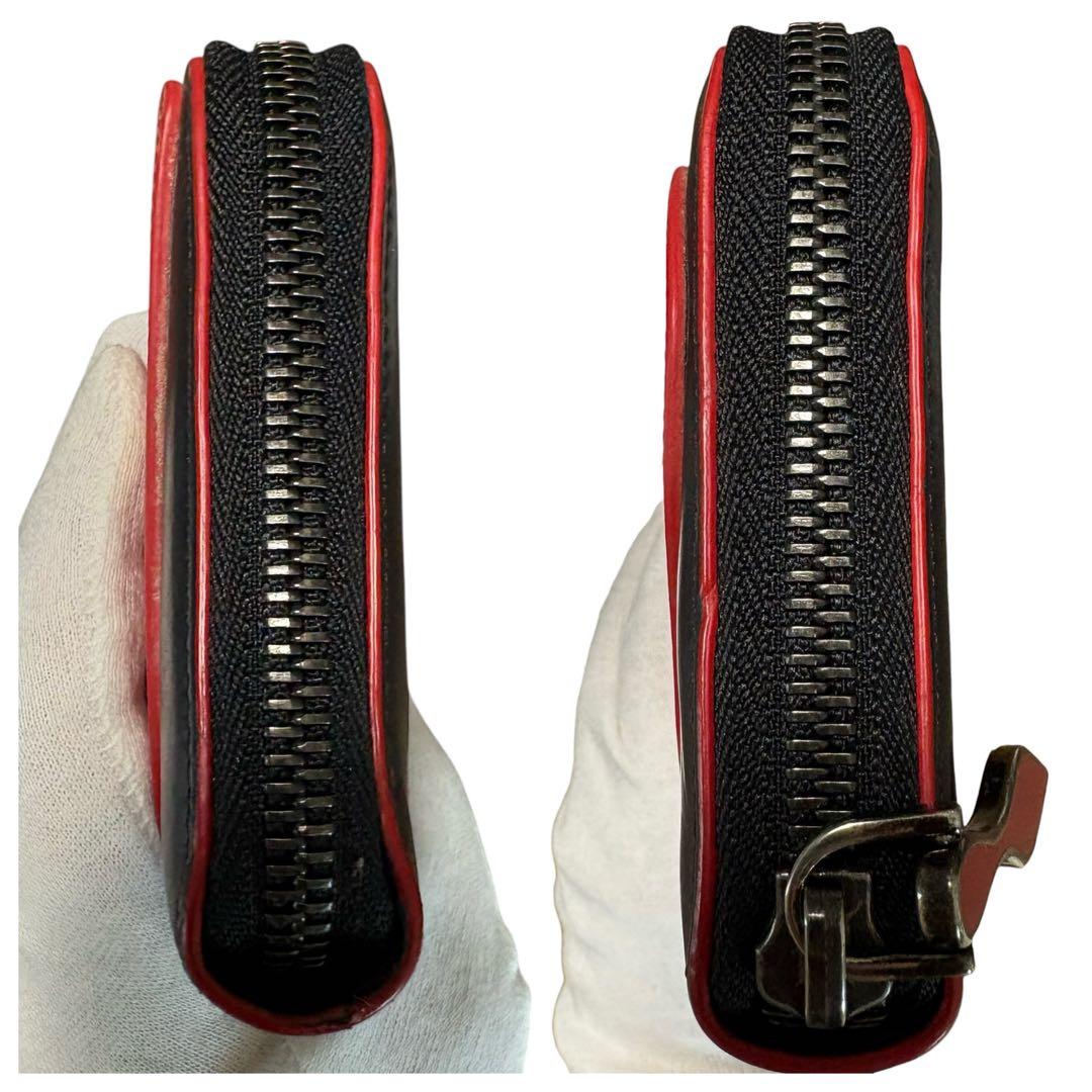 希少　美品 クリスチャンルブタン パネトーネ 長財布 デカロゴ レザー 赤 黒