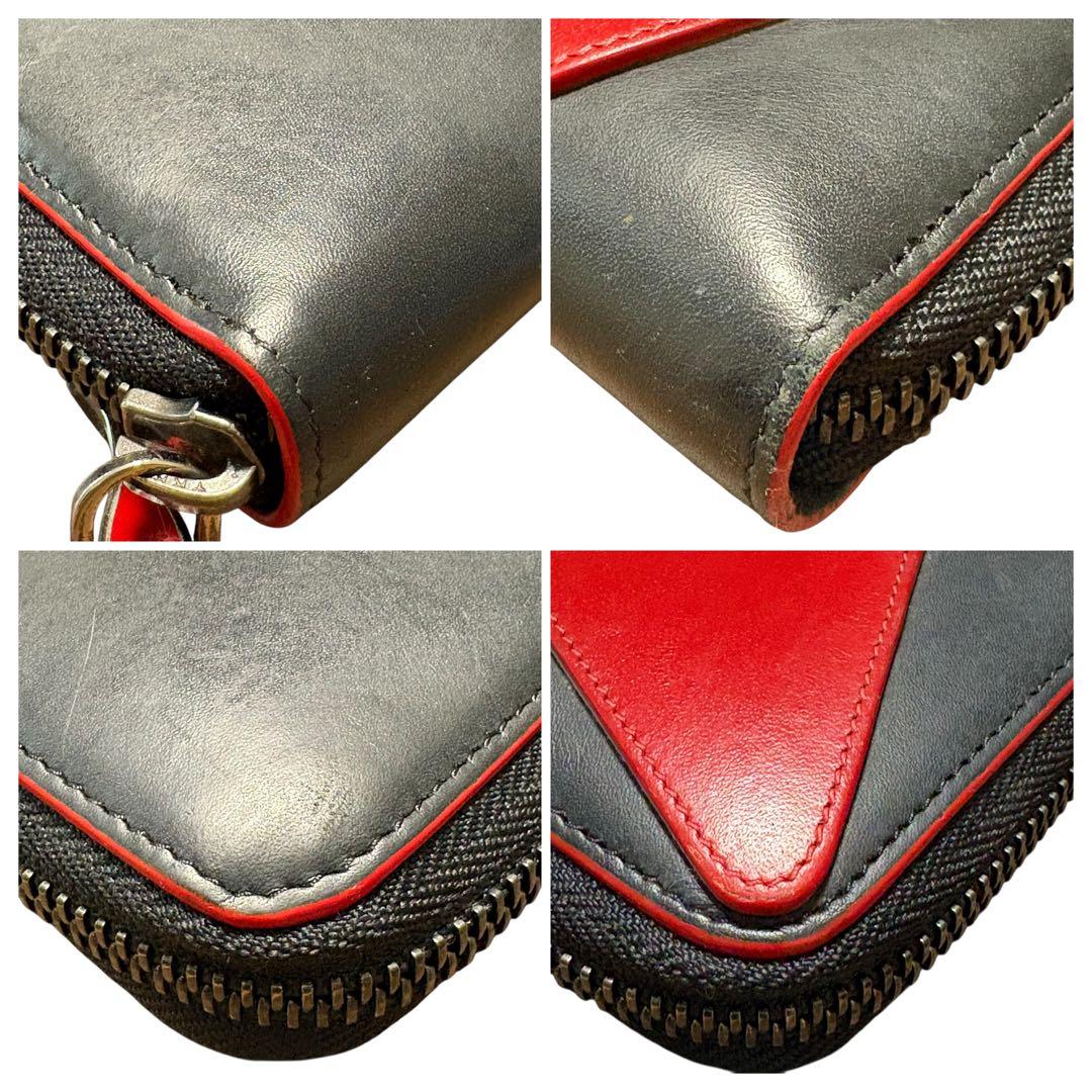 希少　美品 クリスチャンルブタン パネトーネ 長財布 デカロゴ レザー 赤 黒