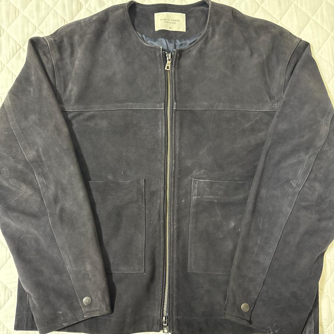 PUBLIC TOKYO ゴートレザー ノーカラーブルゾン サイズ2