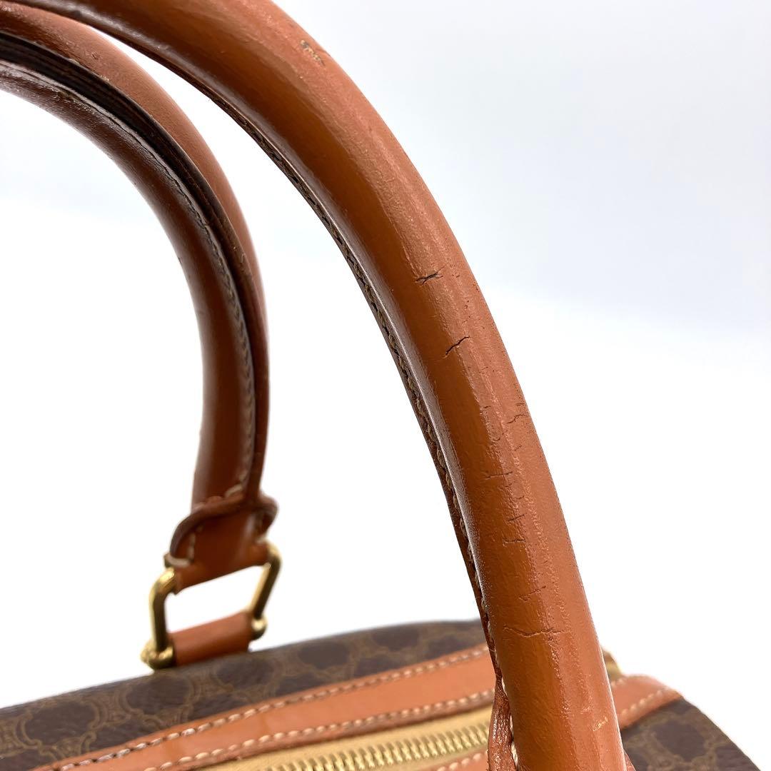 【CELINE】ミニボストンバッグ　ハンドバッグ　マカダム柄　ゴールド金具