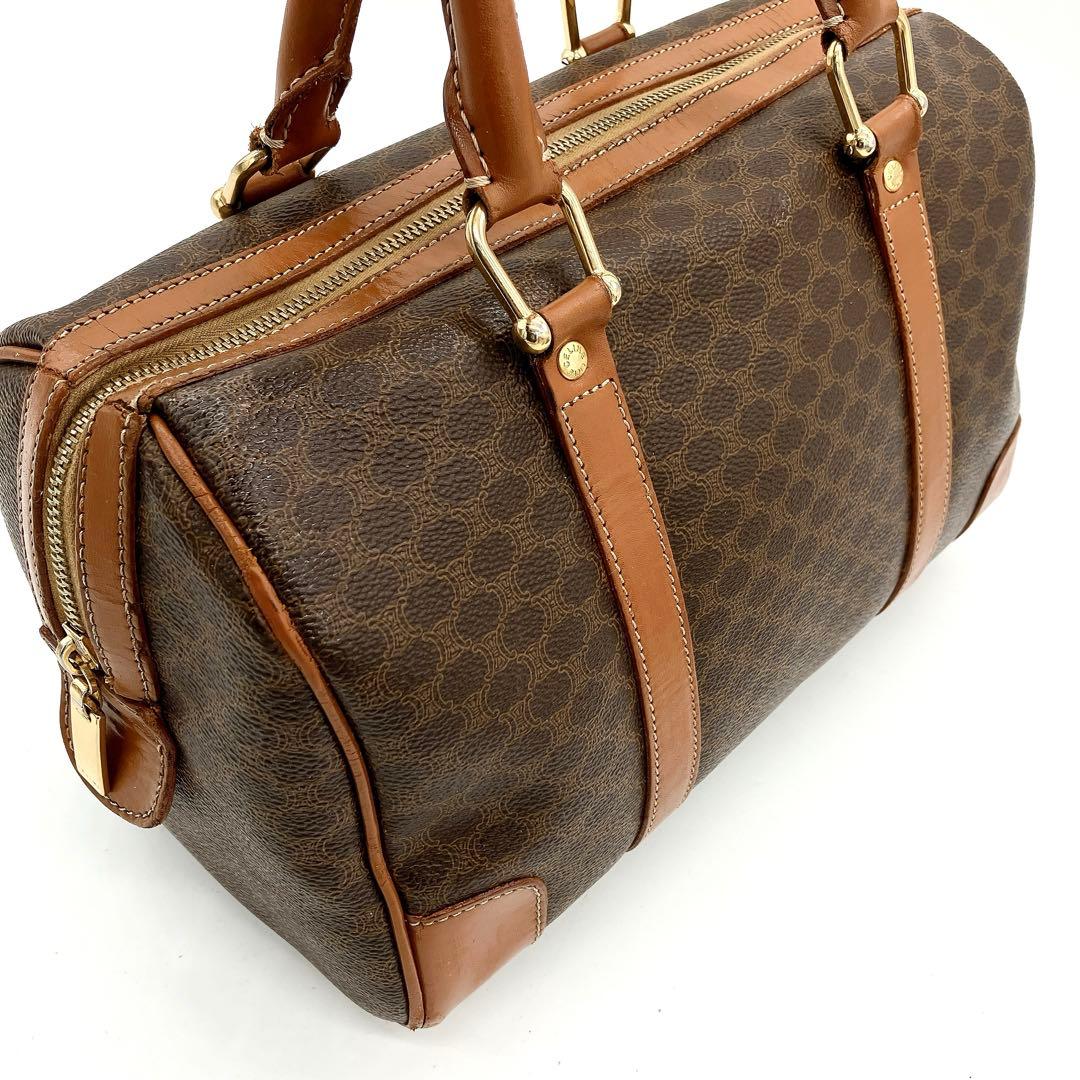 【CELINE】ミニボストンバッグ　ハンドバッグ　マカダム柄　ゴールド金具