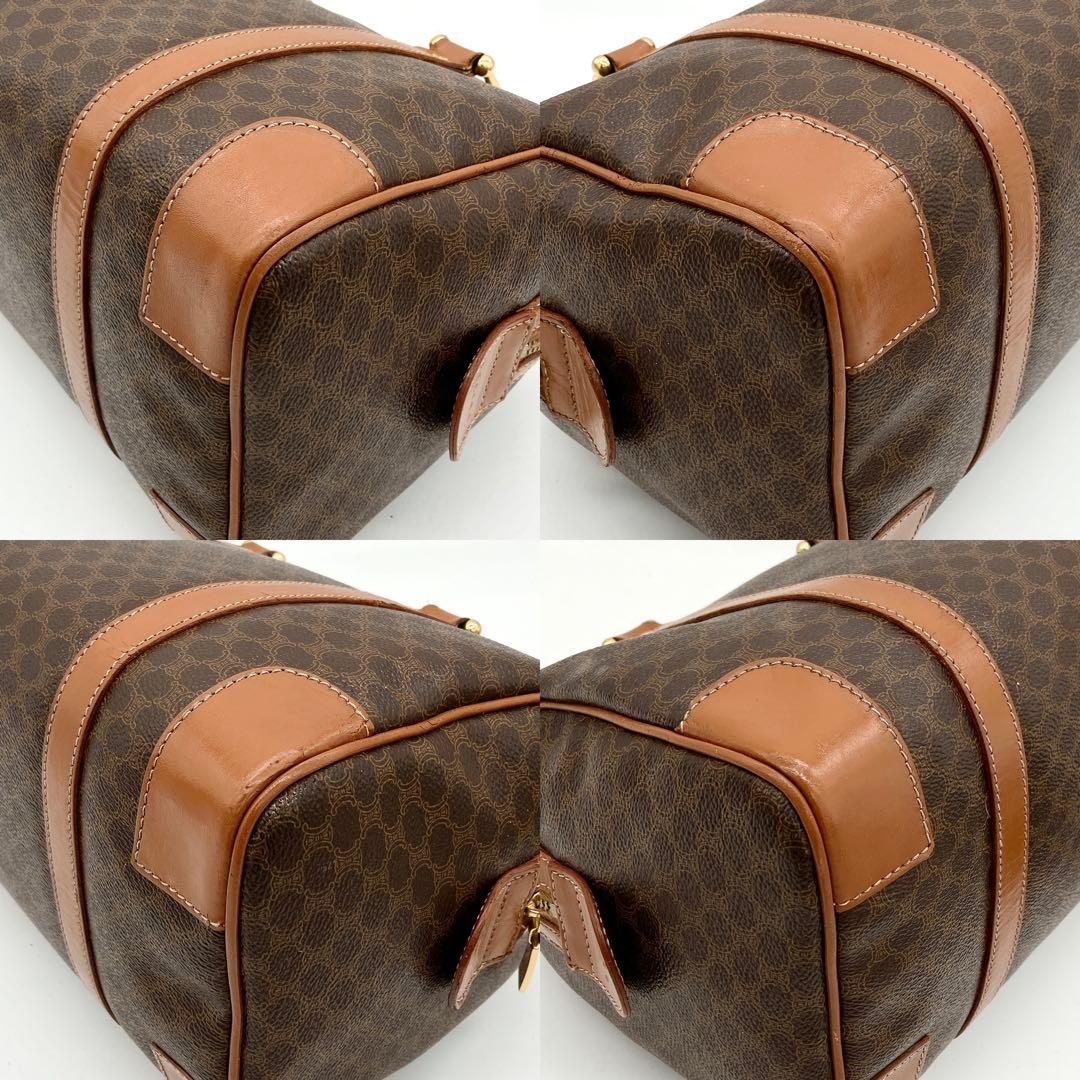 【CELINE】ミニボストンバッグ　ハンドバッグ　マカダム柄　ゴールド金具