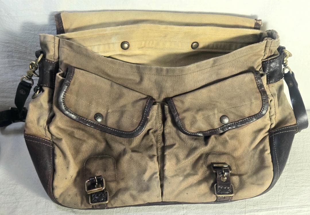 ★希少!80s VINTAGE RRL ★キャンバス×レザー ショルダーバッグ