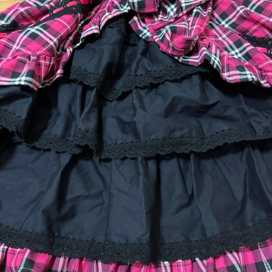 ま*む様 BABY タータンチェックリボンシャーリングプリンセスジャンパースカー