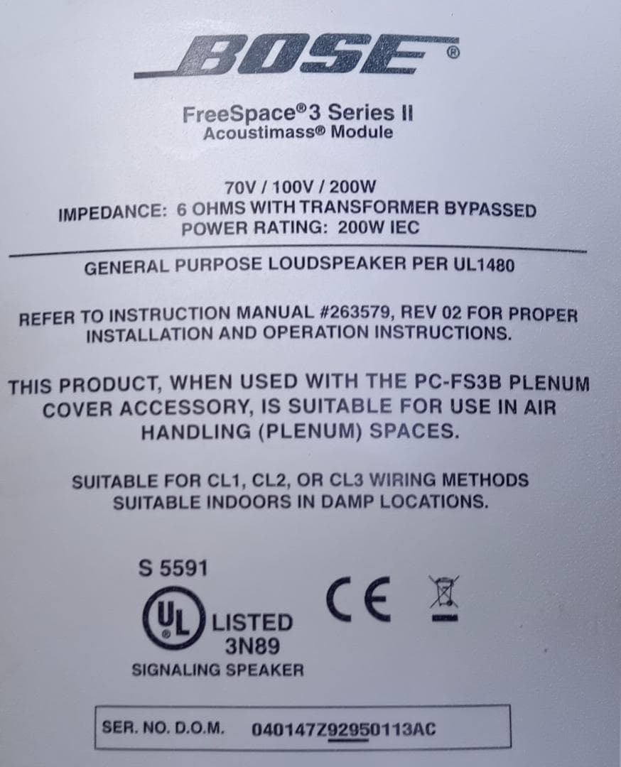 ●●Bose 埋込型スピーカー（FreeSpace 3 Series Ⅱ）●●