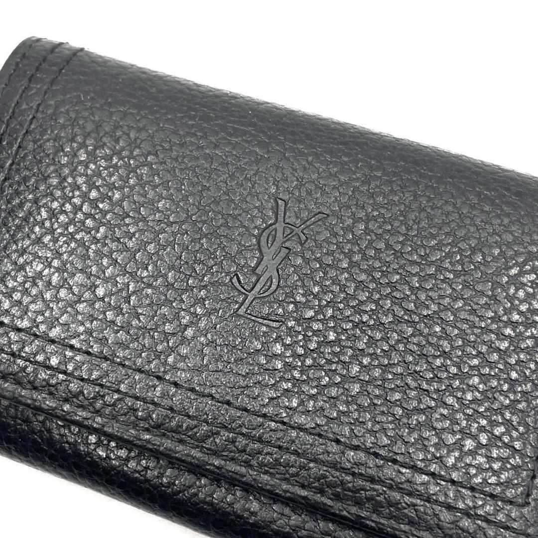 未使用級● イヴサンローラン キーケース 5連 YSLロゴ ブラック レザー