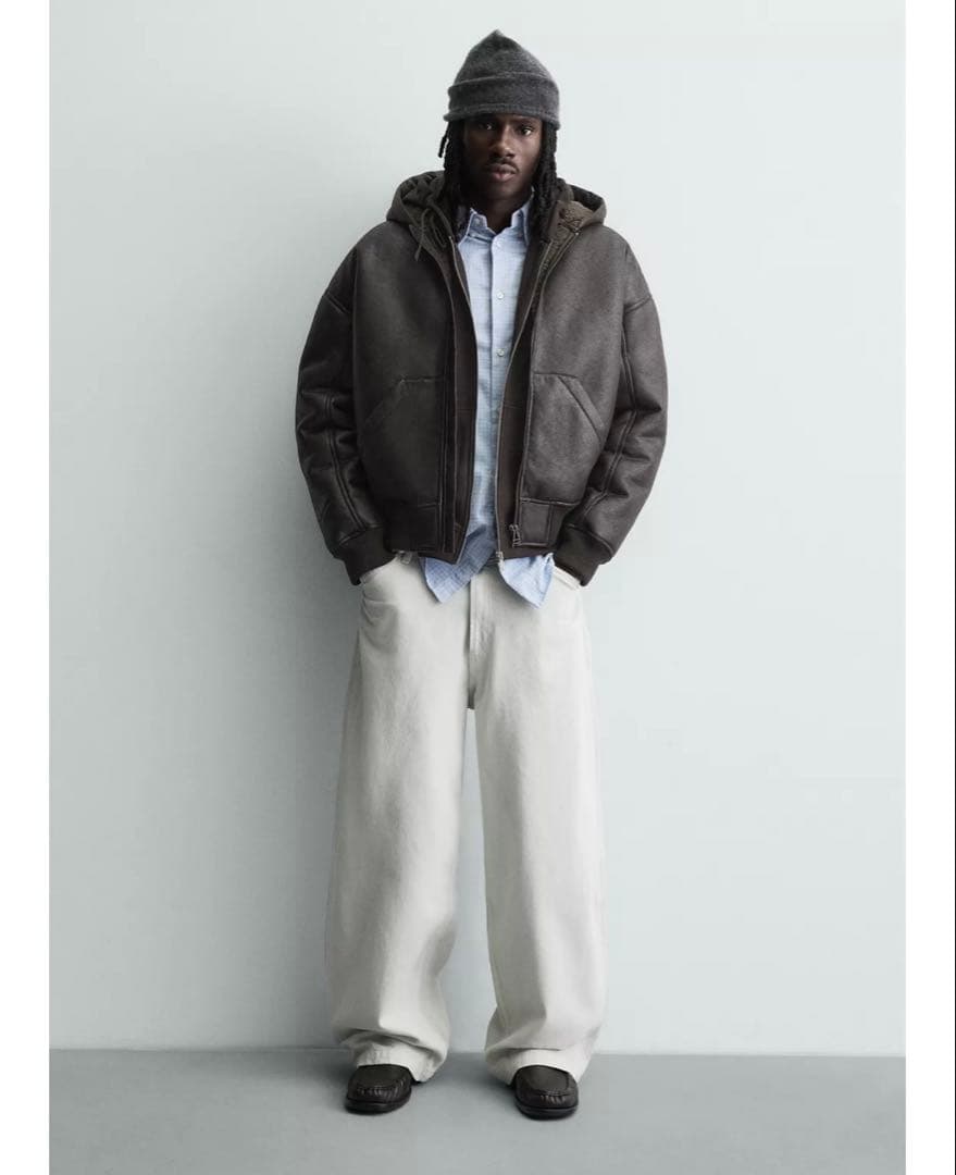 タグ付き新品★ZARAのダブルフェイスフェイクレザージャケット★M★ブラウン色