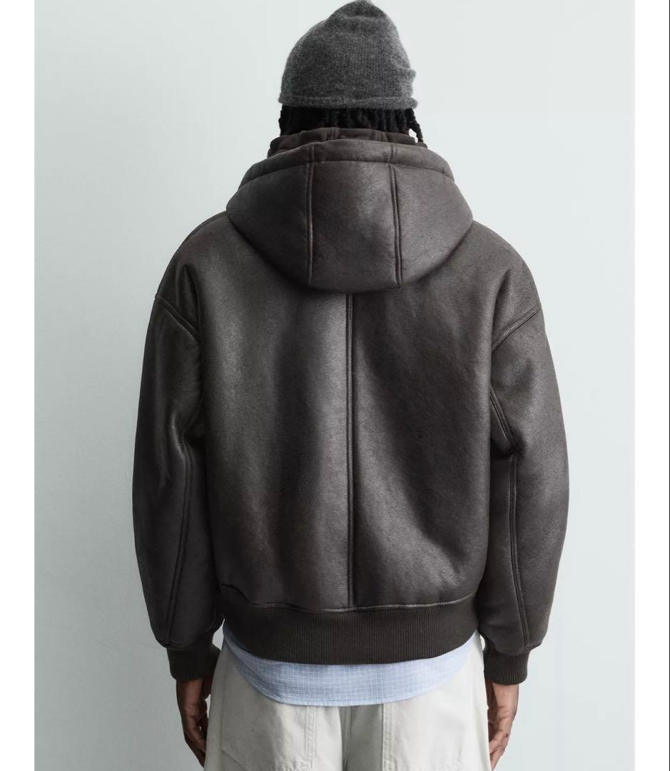 タグ付き新品★ZARAのダブルフェイスフェイクレザージャケット★M★ブラウン色