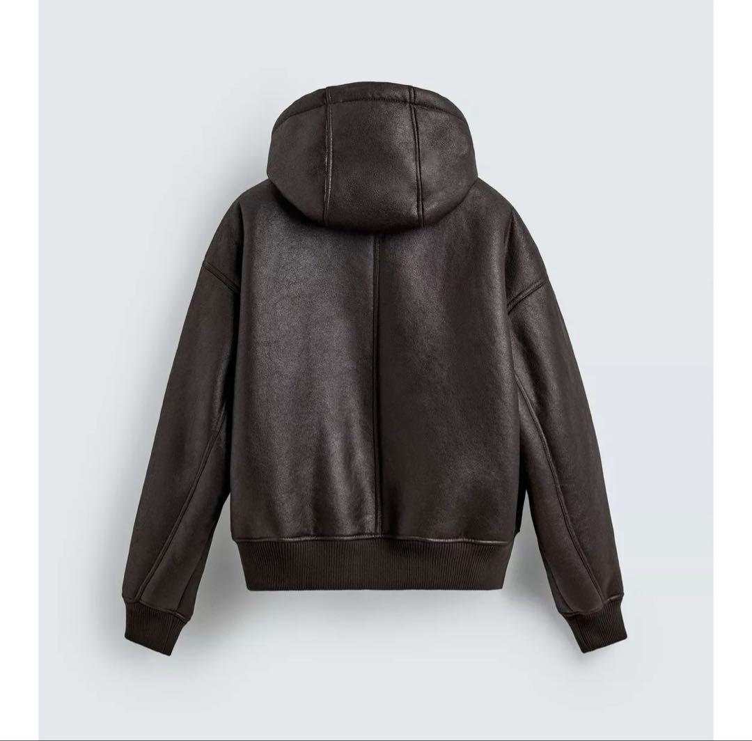 タグ付き新品★ZARAのダブルフェイスフェイクレザージャケット★M★ブラウン色
