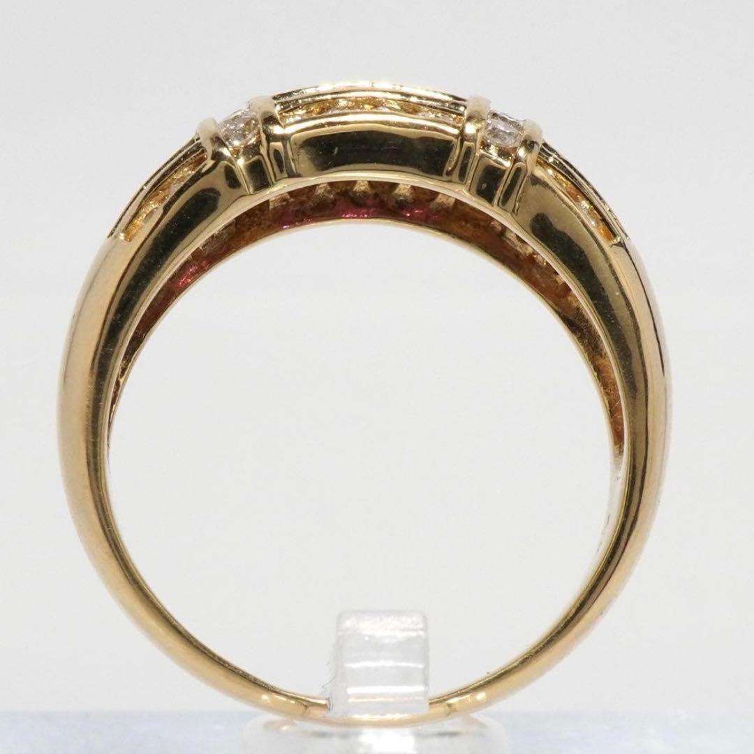 ルビー リング ダイヤモンド K18 ダイヤ 指輪 18金 16号 ゴールド