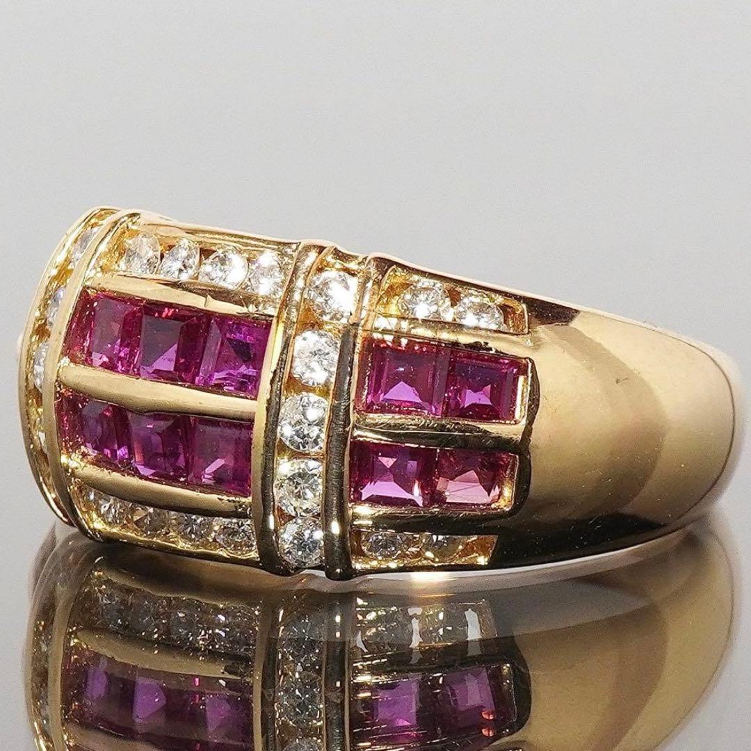 ルビー リング ダイヤモンド K18 ダイヤ 指輪 18金 16号 ゴールド