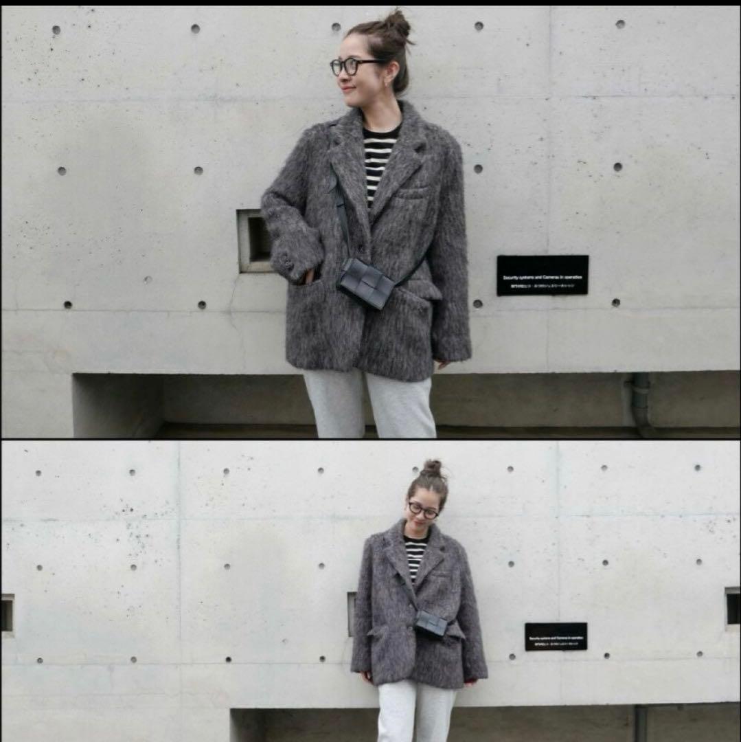 basement モヘアシャギージャケットコート グレー