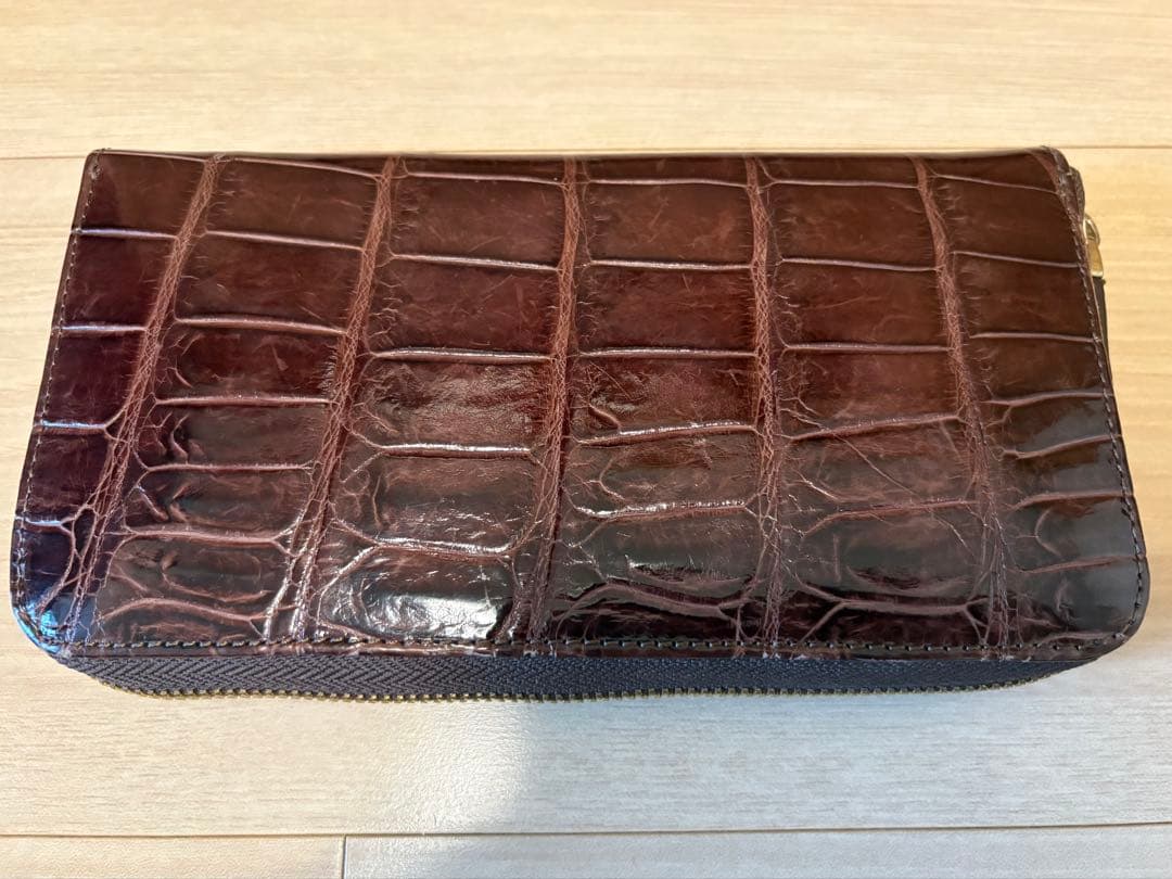 鰐レザー 長財布 ダークブラウン