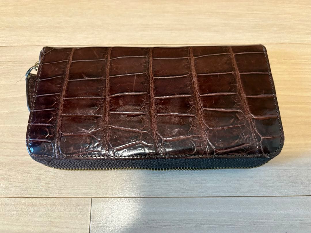 鰐レザー 長財布 ダークブラウン