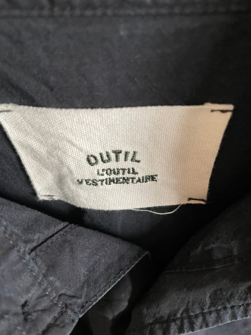 【希少】 OUTIL ウティ インディゴ染　ブラックシャツ　 フランス製　藍染