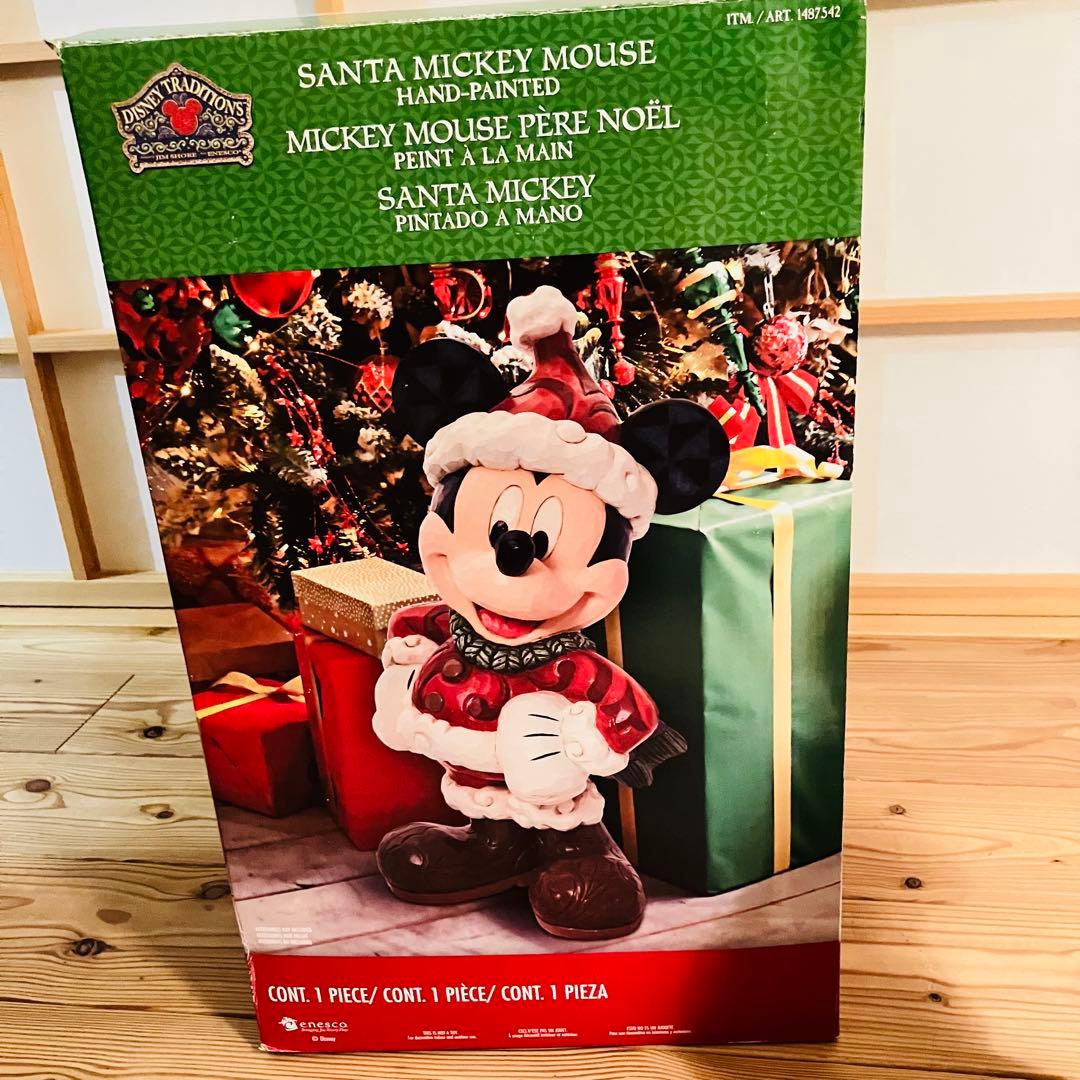 美品ディズニー ミッキー クリスマス サンタ 人形 ジム•ショア オブジェ箱付き