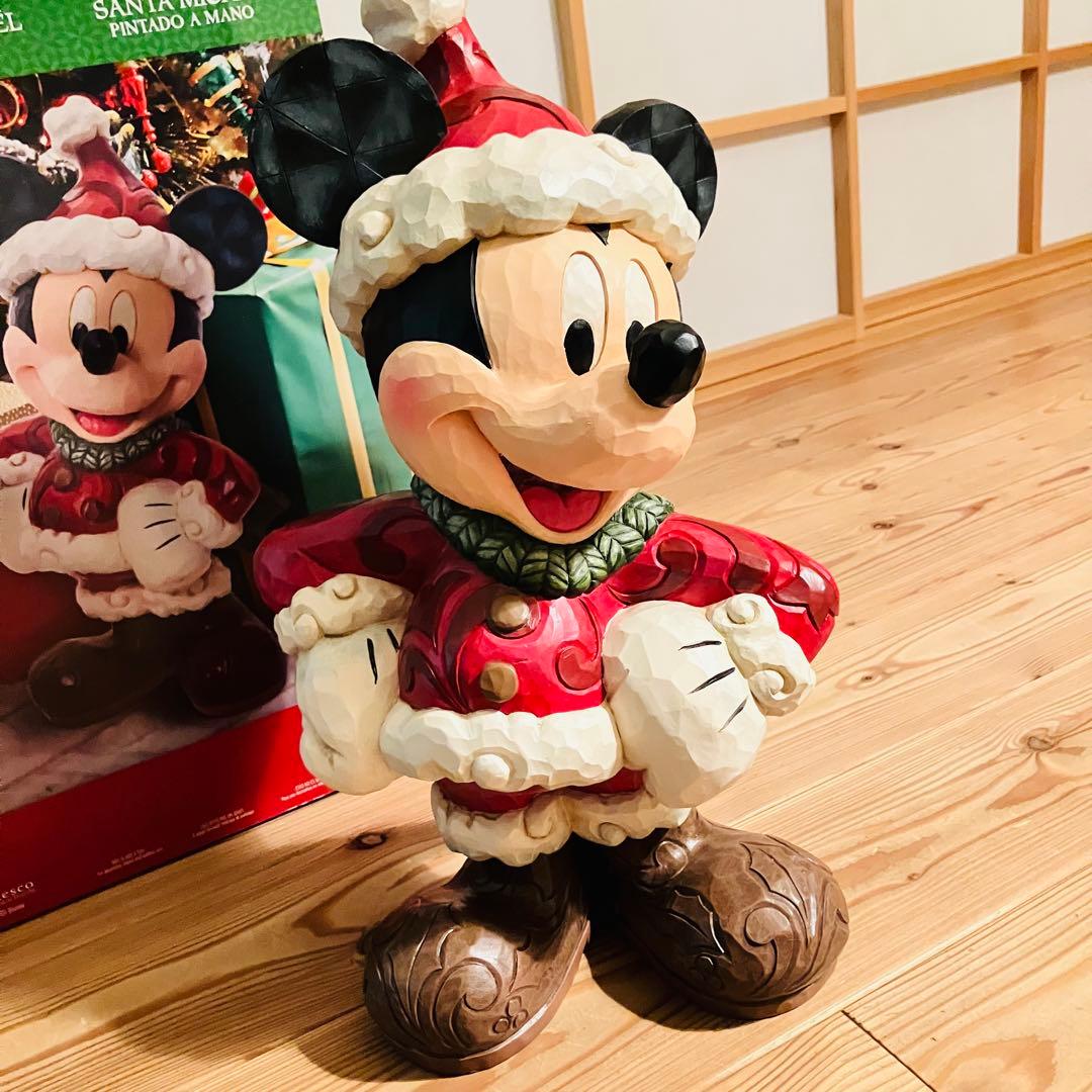 美品ディズニー ミッキー クリスマス サンタ 人形 ジム•ショア オブジェ箱付き