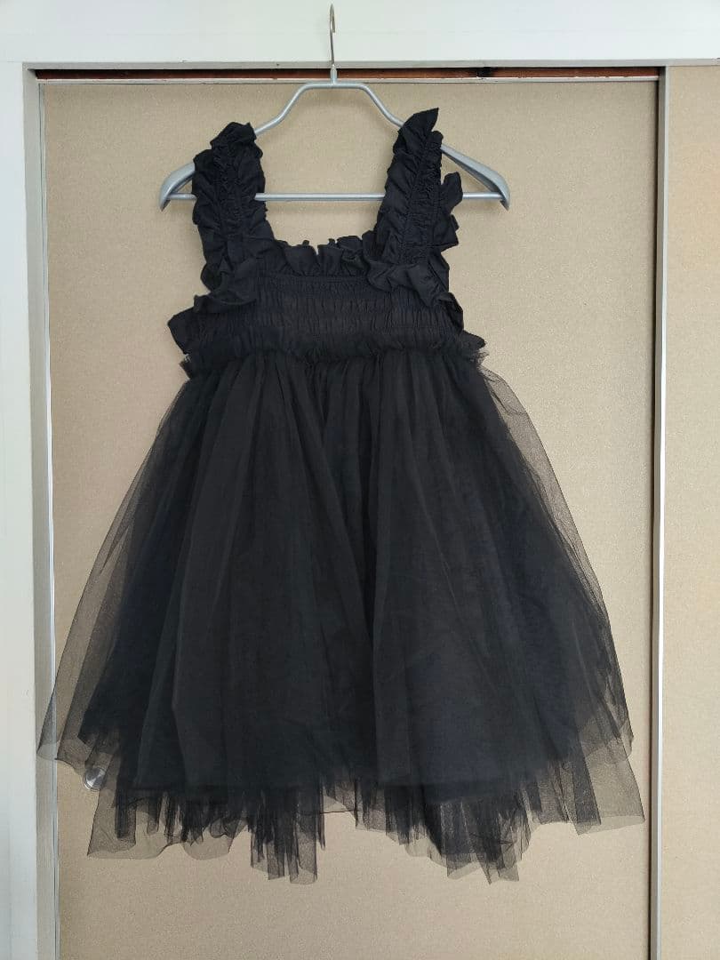 PERNA　チュールギャザーキャミソール　ブラック