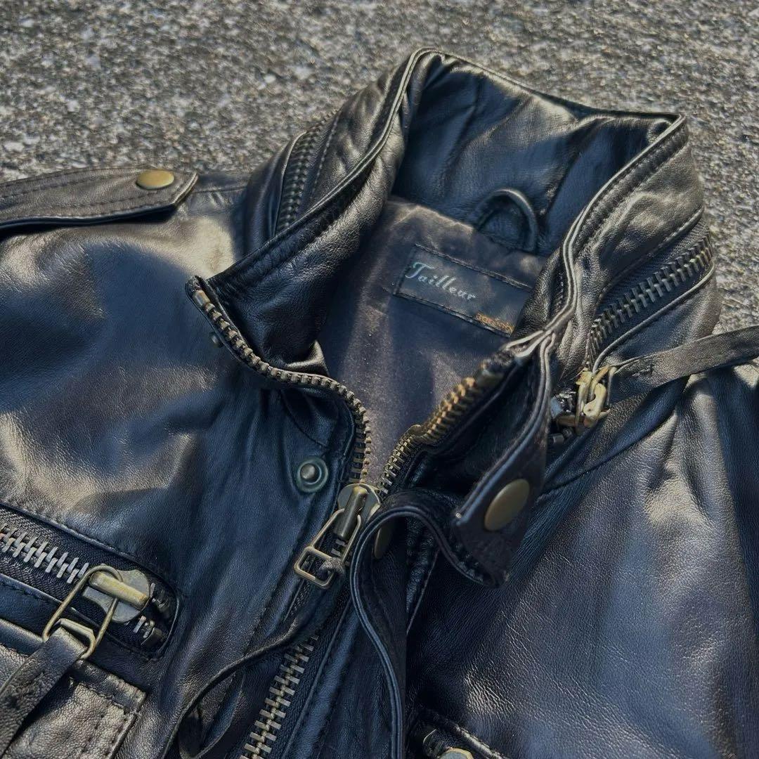 00's vintage レザージャケット変形ダブルジップグランジ ekam